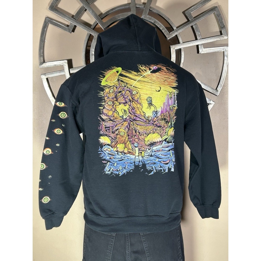 Rick and Morty Evil Eye Hoodie Sweatshirt Graphic Pullover Adult Swim Men's Sz M